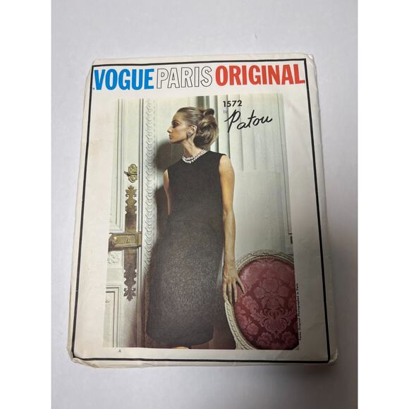 VTG Vogue Paris Original 1572 Patou Dress UNCUT + Label Size 12 Bust 32